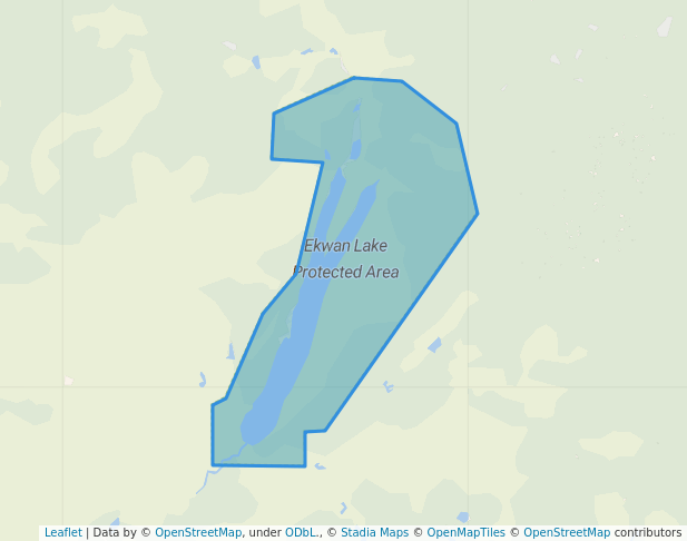 walking in Ekwan Lake Protected Area map in Fort Nelson