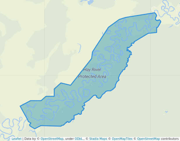 walking in Hay River Protected Area map in Fort Nelson