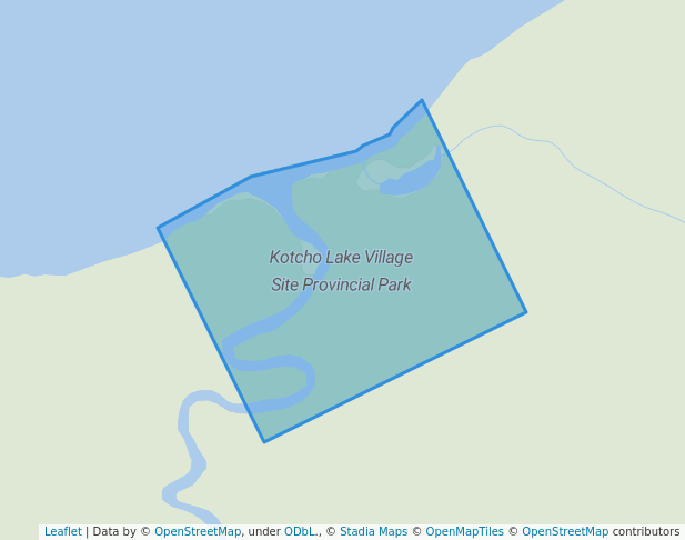 walking in Kotcho Lake Village Site Provincial Park map in Fort Nelson
