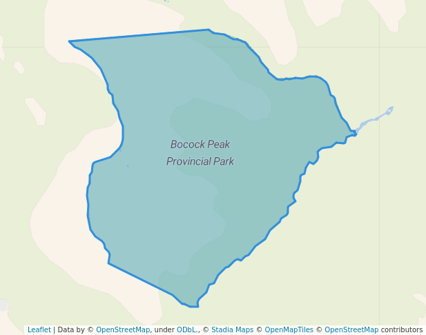 walking in Bocock Peak Provincial Park map in Mackenzie