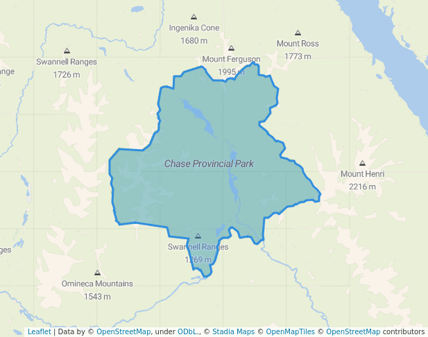 walking in Chase Provincial Park map in Tsay Keh Dene