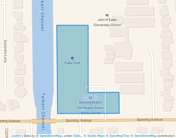 walking in Eader Park map in Huntington Beach