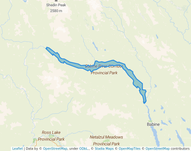 walking in Babine River Corridor Provincial Park map in New Hazelton