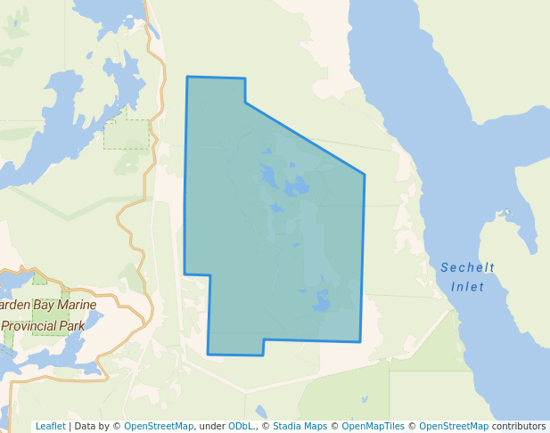 walking in Spipiyus Provincial Park map in Garden Bay