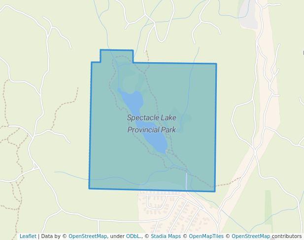 walking in Spectacle Lake Provincial Park map in Malahat