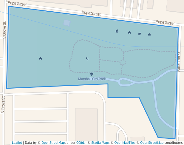 walking in Marshall City Park map in Marshall