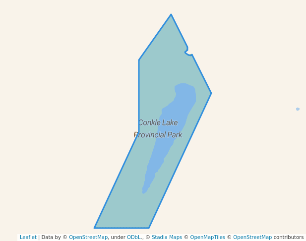 walking in Conkle Lake Provincial Park map in Westbridge