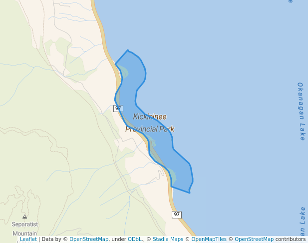 walking in Kickininee Provincial Park map in Naramata