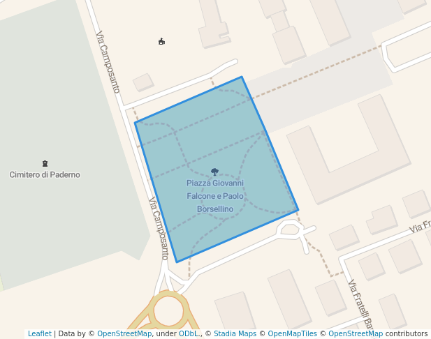 walking in Piazza Giovanni Falcone e Paolo Borsellino map in Paderno Dugnano