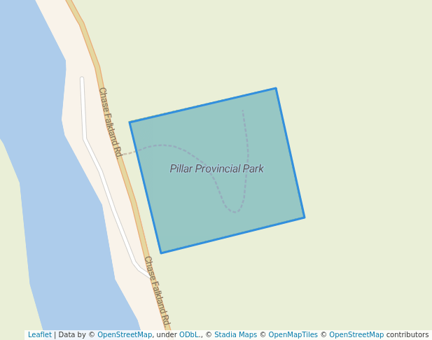 walking in Pillar Provincial Park map in Falkland