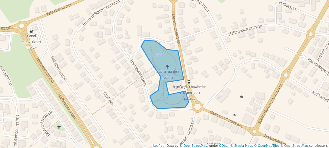 walking in Kaplan garden map in Hadera