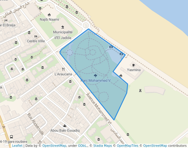 walking in Parc Mohammed V map in El Jadida