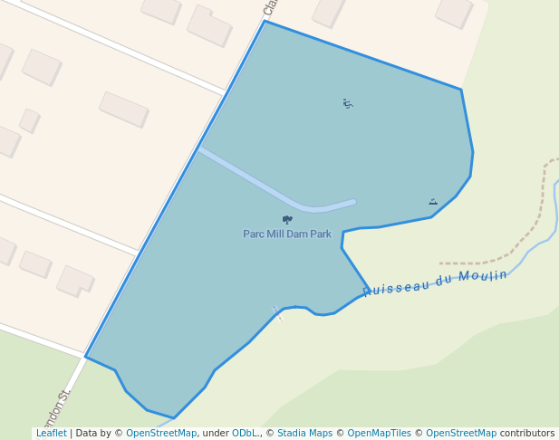 walking in Mill Dam Park map in Shawville