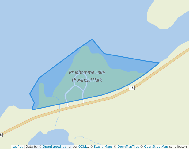 walking in Prudhomme Lake Provincial Park map in Port Edward