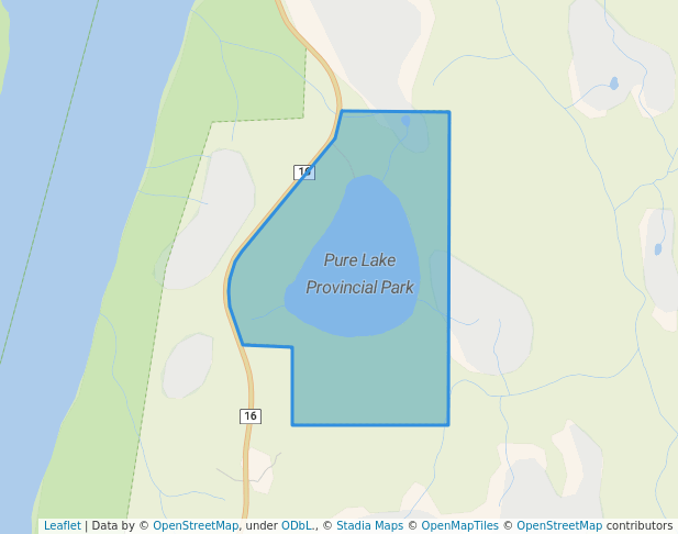 walking in Pure Lake Provincial Park map in Masset