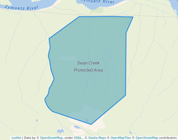 walking in Swan Creek Protected Area map in Terrace