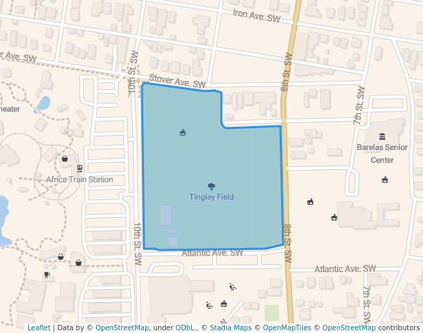walking in Tingley Field map in Albuquerque
