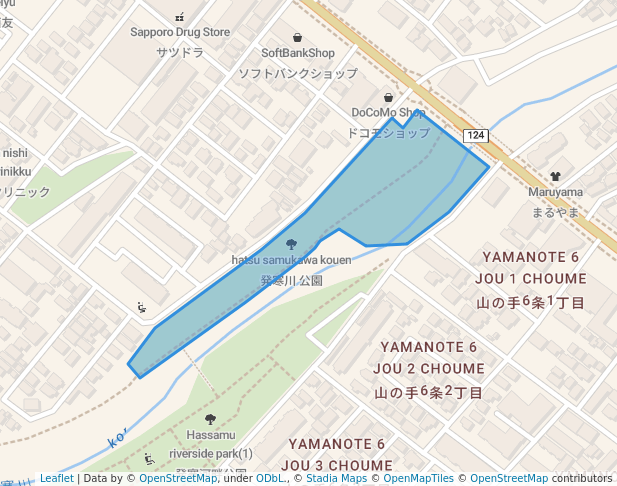 walking in 発寒川 公園 map in Sapporo