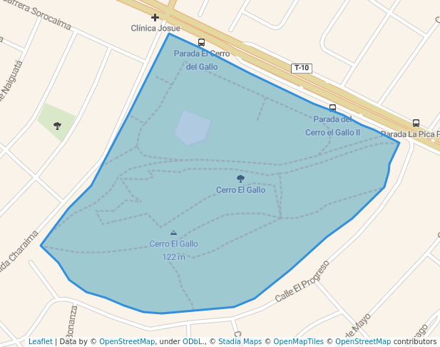 walking in Cerro El Gallo map in Guayana City