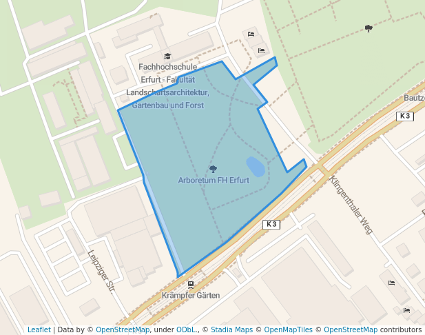 walking in Arboretum FH Erfurt map in Erfurt