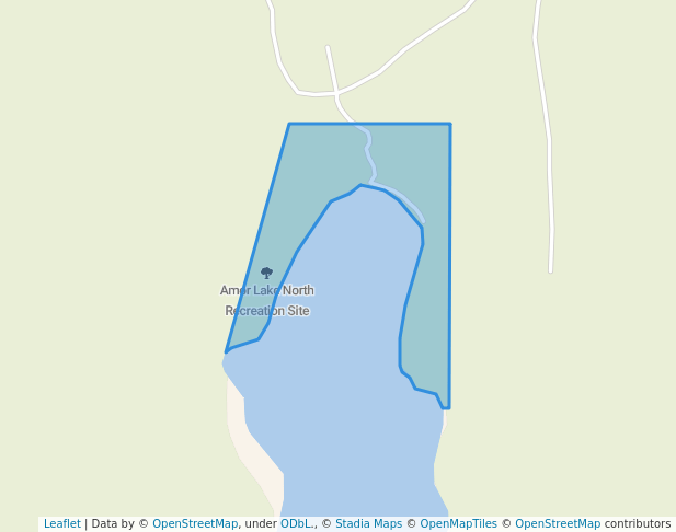 walking in Amor Lake North Recreation Site map in Heriot Bay