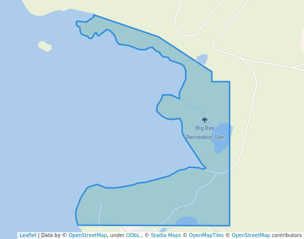 walking in Big Bay Recreation Site map in Campbell River