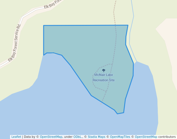 walking in McNair Lake Recreation Site map in Blind Channel