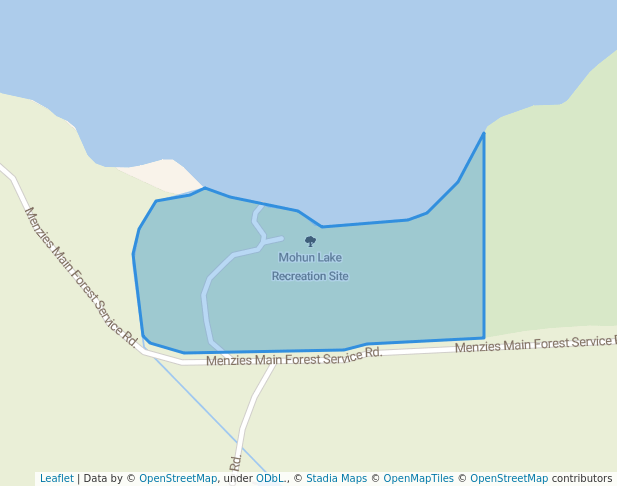 walking in Mohun Lake Recreation Site map in Heriot Bay