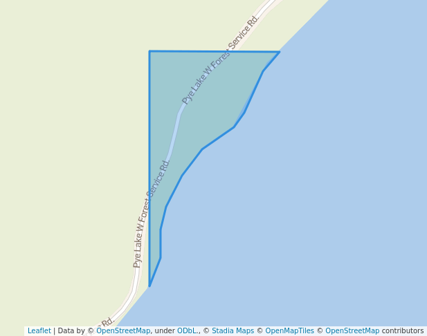 walking in Pye Lake Recreation Site map in Rock Bay