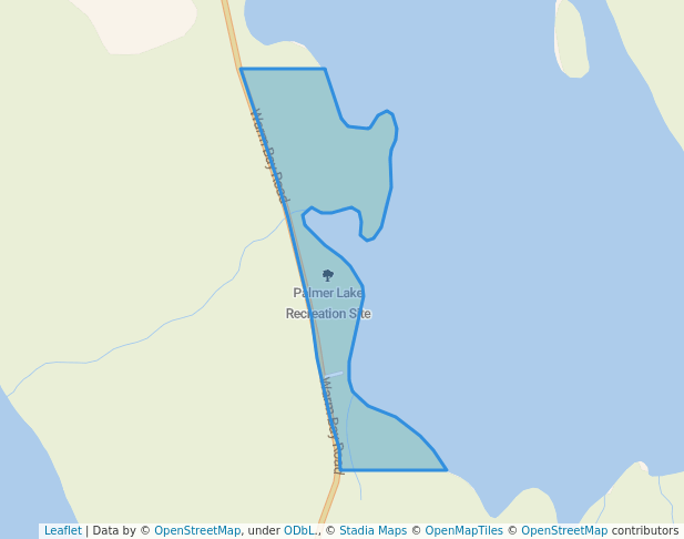 walking in Palmer Lake Recreation Site map in Atlin