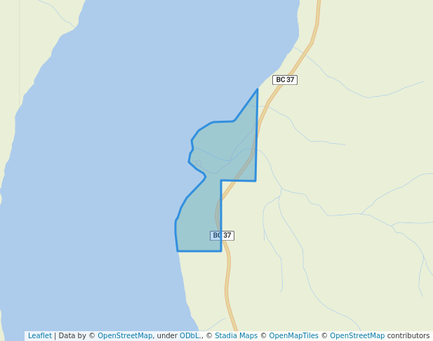 walking in Sawmill Point Recreation Site map in Atlin