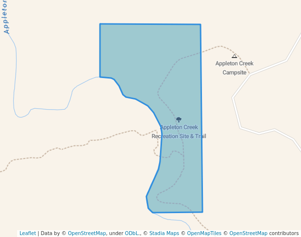 walking in Appleton Creek Recreation Site & Trail map in Powell River