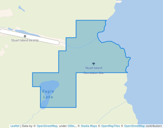 walking in Stuart Island Recreation Site map in Big Bay