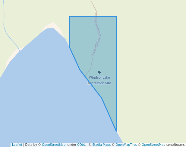 walking in Windsor Lake Recreation Site map in Powell River
