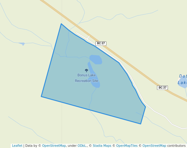 walking in Bonus Lake Recreation Site map in Cranberry Junction