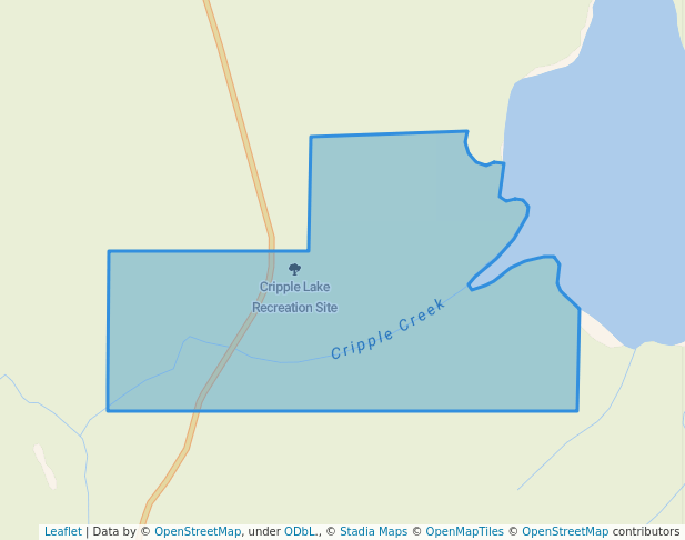 walking in Cripple Lake Recreation Site map in McLeod Lake