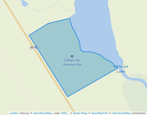 walking in Gataiga Lake Recreation Site map in Mackenzie