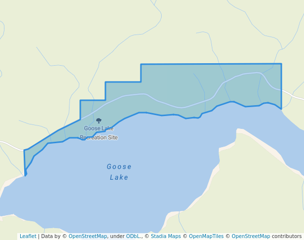 walking in Goose Lake Recreation Site map in Anzac