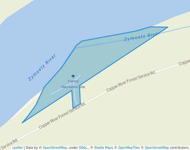 walking in Harvey Recreation Site map in Smithers