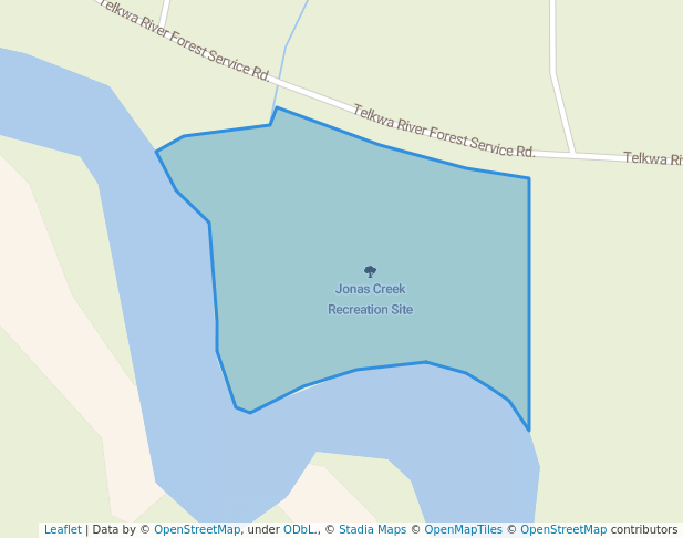 walking in Jonas Creek Recreation Site map in Telkwa