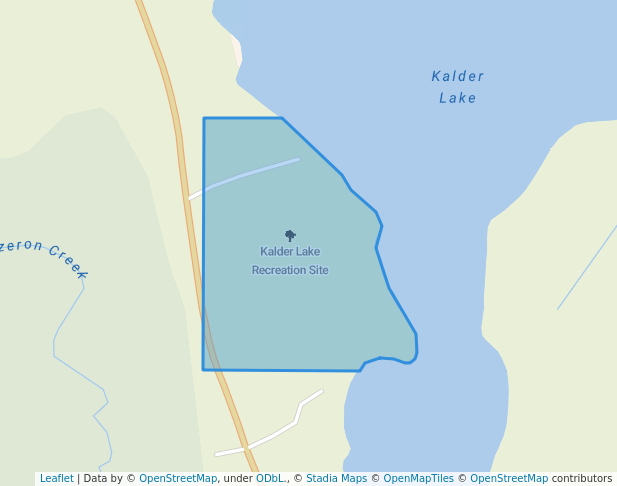 walking in Kalder Lake Recreation Site map in McLeod Lake