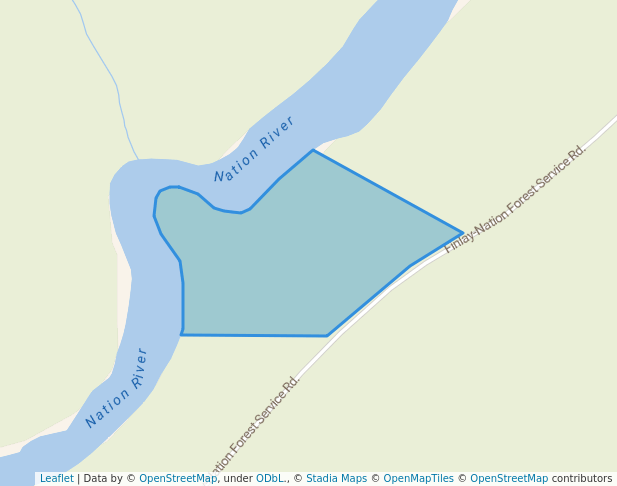 walking in Lower Nation Falls Recreation Site map in Mackenzie