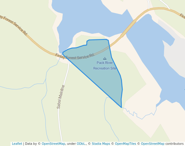 walking in Pack River Recreation Site map in McLeod Lake