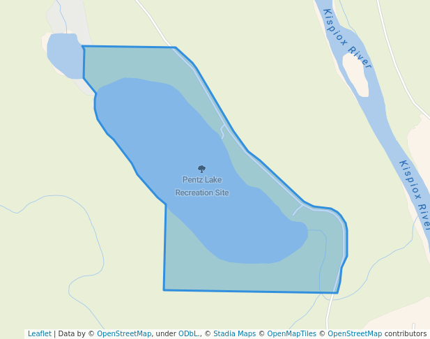 walking in Pentz Lake Recreation Site map in Hazelton