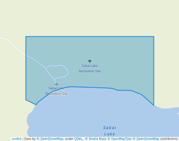 walking in Sabai Lake Recreation Site map in McLeod Lake