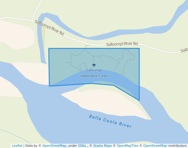 walking in Salloompt Interpretive Forest map in Hagensborg