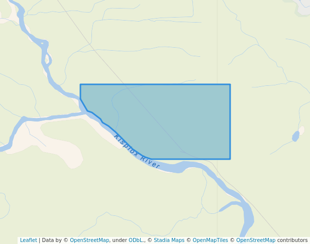 walking in Sweetin River Recreation Site map in Kispiox