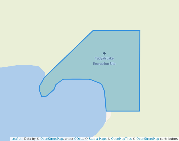 walking in Tudyah Lake Recreation Site map in McLeod Lake
