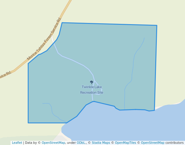 walking in Twinkle Lake Recreation Site map in Telkwa