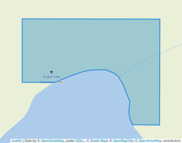 walking in Augier Lake Recreation Site map in Burns Lake